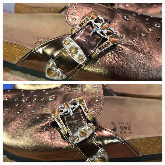 Birkenstock Betula Boston Bronze Buckle Mules Clogs Rhinestones Size 6 - Picture 8 of 9